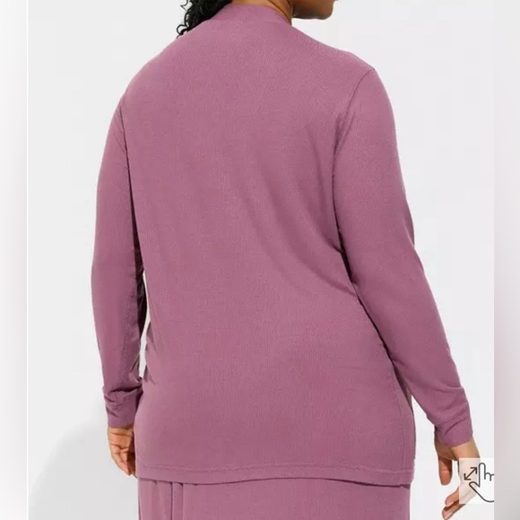 Torrid Women’s Super Soft Rib Snap Front Lounge Berry Conserve Cardigan. Size 2. - Picture 2 of 9